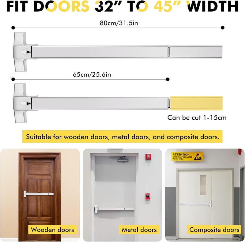 YUCHENGTECH Door Push Bar Panic Exit Device 31.5IN Panic Bars for Exit Door Stainless Steel Commercial Emergency Exit Device with Exterior Lever 6 Keys(31.5‘’ with Lock) - Image 5
